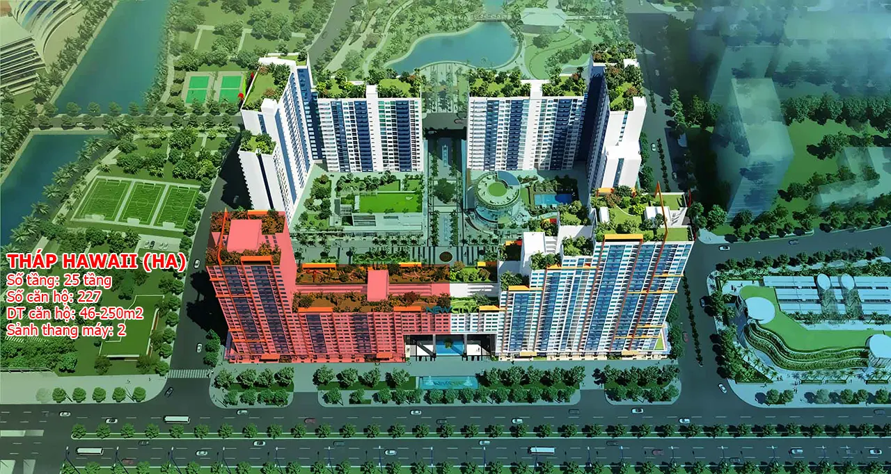 Tháp Hawaii New City Thủ Thiêm nhìn từ trên cao