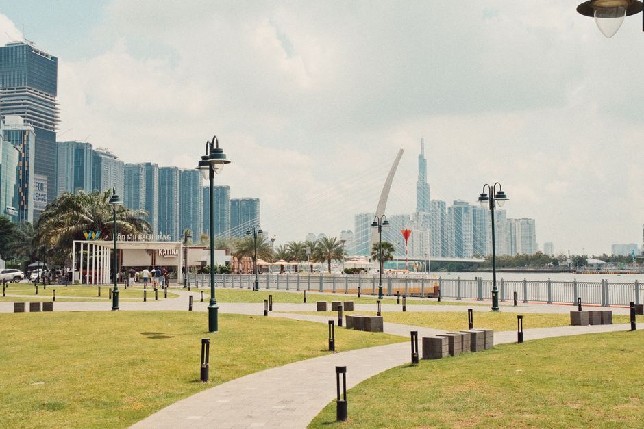 New City Thủ Thiêm — riverside park walking path Vietnam